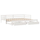 daybed med udtræk og skuffer uden madras 80x200 cm hvid