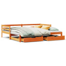daybed med udtræk skuffer 90x190 cm massivt fyrretræ gyldenbrun