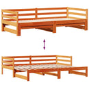 daybed med udtræk skuffer 90x190 cm massivt fyrretræ gyldenbrun