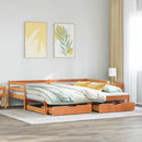 daybed med udtræk skuffer 80x200 cm massivt fyrretræ gyldenbrun
