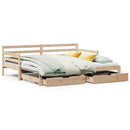 daybed med udtræk og skuffer uden madras 90x200 cm