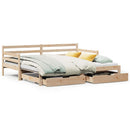 daybed med udtræk og skuffer uden madras 80x200 cm