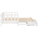 daybed med udtræk og skuffer uden madras 90x200 cm hvid