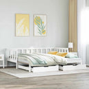 daybed med udtræk og skuffer uden madras 90x200 cm hvid