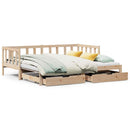daybed med udtræk og skuffer uden madras 90x200 cm