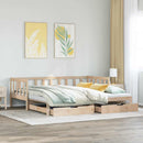 daybed med udtræk og skuffer uden madras 90x200 cm