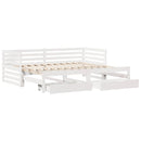 daybed med skuffer 90x200 cm massivt fyrretræ hvid