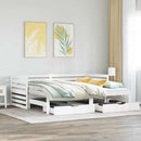 daybed med skuffer 90x200 cm massivt fyrretræ hvid