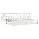 daybed med udtræk og skuffer uden madras 90x200 cm hvid