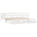 daybed med udtræk og skuffer uden madras 80x200 cm hvid