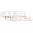 daybed med udtræk og skuffer uden madras 90x190 cm hvid
