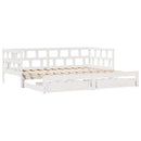 daybed med udtræk og skuffer uden madras 90x200 cm hvid