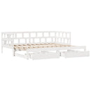 daybed med udtræk og skuffer uden madras 90x200 cm hvid