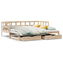 daybed med udtræk og skuffer uden madras 80x200 cm