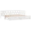 daybed med udtræk og skuffer uden madras 80x200 cm hvid