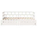 daybed med udtræk og skuffer uden madras 80x200 cm hvid