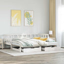 daybed med udtræk og skuffer uden madras 80x200 cm hvid