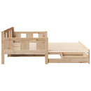 daybed med udtræk og skuffer uden madras 90x190 cm