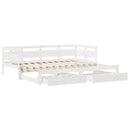 daybed med udtræk og skuffer uden madras 90x200 cm hvid