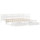 daybed med udtræk og skuffer uden madras 80x200 cm hvid