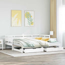 daybed med udtræk og skuffer uden madras 80x200 cm hvid