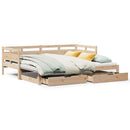 daybed med udtræk og skuffer uden madras 90x190 cm