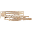 daybed med udtræk og skuffer uden madras 90x190 cm