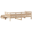 daybed med udtræk og skuffer uden madras 90x190 cm