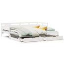 daybed med udtræk og skuffer uden madras 90x190 cm hvid