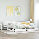 daybed med udtræk og skuffer uden madras 90x190 cm hvid