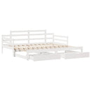 daybed med udtræk og skuffer uden madras 90x200 cm hvid