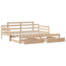 daybed med udtræk og skuffer uden madras 80x200 cm