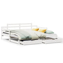 daybed med udtræk og skuffer uden madras 80x200 cm hvid