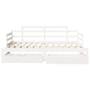 daybed med udtræk og skuffer uden madras 80x200 cm hvid