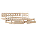 daybed med udtræk og skuffer uden madras 80x200 cm