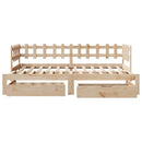 daybed med udtræk og skuffer uden madras 80x200 cm