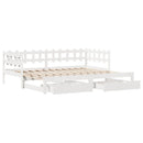 daybed med udtræk og skuffer uden madras 80x200 cm hvid