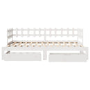 daybed med udtræk og skuffer uden madras 80x200 cm hvid