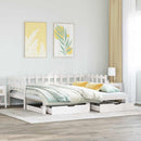 daybed med udtræk og skuffer uden madras 90x200 cm hvid