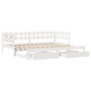 daybed med udtræk og skuffer uden madras 90x190 cm hvid