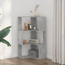 bogreol til hjørne 50x50x102cm 3hylder konstrueret træ betongrå
