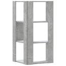 bogreol til hjørne 50x50x102cm 3hylder konstrueret træ betongrå
