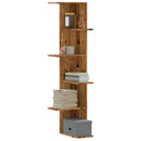 væghængt hjørnehylde 36,5x36,5x140 cm konstrueret træ