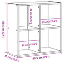 skab 68,5x32x68,5 cm konstrueret træ røget egetræ