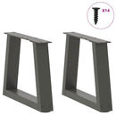 sofabordsben V-formet 2 stk. antracit 40x(30-31,3) cm stål