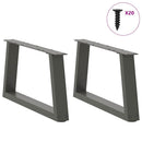 sofabordsben V-formet 2 stk. antracit 50x(30-31,3) cm stål