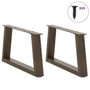 sofabordsben V-formet 2 stk. naturstål 60x(30-31,3) cm stål