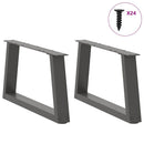 sofabordsben V-formet 2 stk. antracit 70x(30-31,3) cm stål