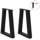 sofabordsben V-formet 2 stk. sort 38 x (42-43,3) cm stål