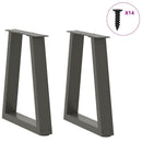 sofabordsben V-formet 2 stk. antracit 38 x (42-43,3) cm stål